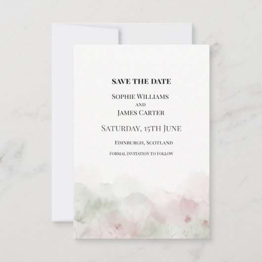 Wasserfarbene Hochzeit in Rosa Save The Date (Vorderseite)