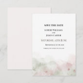 Wasserfarbene Hochzeit in Rosa Save The Date (Vorne/Hinten)