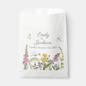 Wasserfarbene Hochzeit mit Wildblumen Schmetterlin Geschenktütchen (Vorderseite)