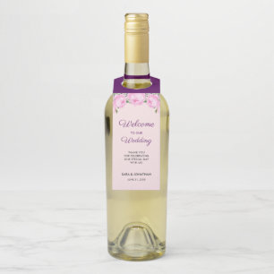 Wasserfarbene Hochzeits-Dankeskarten mit rosa Pfin Flaschenanhänger