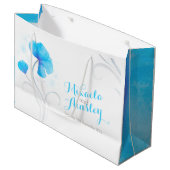 Wasserfarbene Hochzeitsbraue stöhnt blauen Namen G Große Geschenktüte (Vorderseite Schrägansicht)