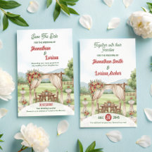 Wasserfarbene Hochzeitskarte Bühne