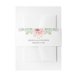 Wasserfarbene Hochzeitssukkulente. Rosa Blütenkakt Einladungsbanderole