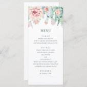 Wasserfarbene Hochzeitssukkulente. Rosa Blütenkakt Menükarte (Vorne/Hinten)