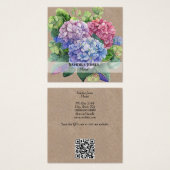 Wasserfarbene Hortensie mit QR-Code Visitenkarten (Vorne & Hinten)