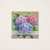 Wasserfarbene Hortensie mit QR-Code Visitenkarten (Vorderseite)