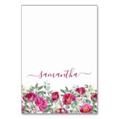 Wasserfarbene Hot-Pink-Peonies Individuelle Platzk Tischnummer (Vorderseite)