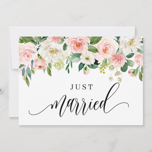 Wasserfarbene Hübsche Frühlingsblumen Nur verheira Ankündigung (Vorderseite)