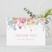 Wasserfarbene Hübsche Wildblumen Babydusche Dankeskarte (Stehend Vorderseite)