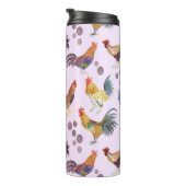 Wasserfarbene Hühner Eier Barnyard Hühner Lila Thermosbecher (Nach rechts gedreht)