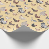 Wasserfarbene Hühner - Hühner und Rooster Geschenkpapier (Ecke)