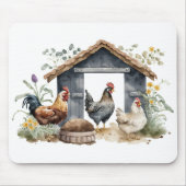 Wasserfarbene Hühner in Coop Mousepad (Vorne)