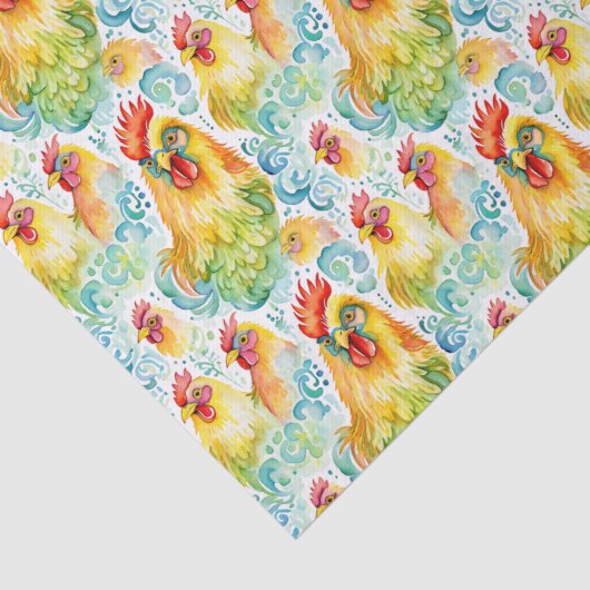 Wasserfarbene Hühner Seidenpapier (Detail)