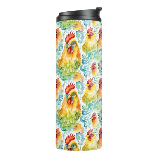 Wasserfarbene Hühner Thermosbecher (Nach links gedreht)