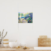 Wasserfarbene Hühner und Hhnerhäuser Poster (Küche)