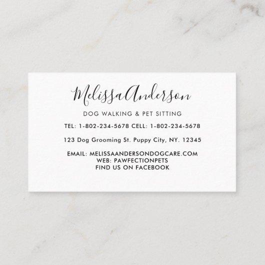 Wasserfarbene Hunde Haustiere Sitter Hund Groomer Visitenkarte (Rückseite)
