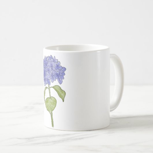 Wasserfarbene Hydrangea-Blume Kaffeetasse (VorderseiteRechts)