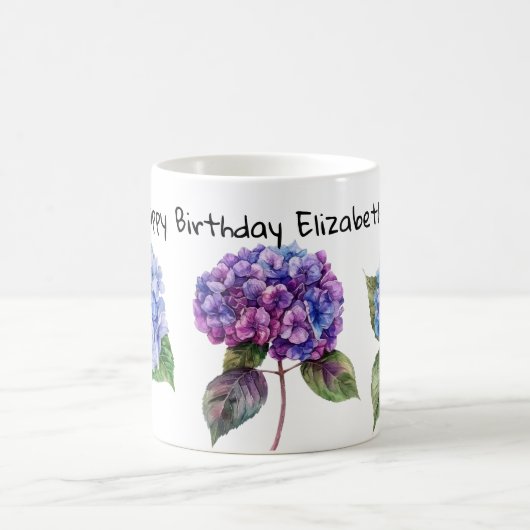 Wasserfarbene Hydrangea-Blume Kaffeetassen (Mittel)