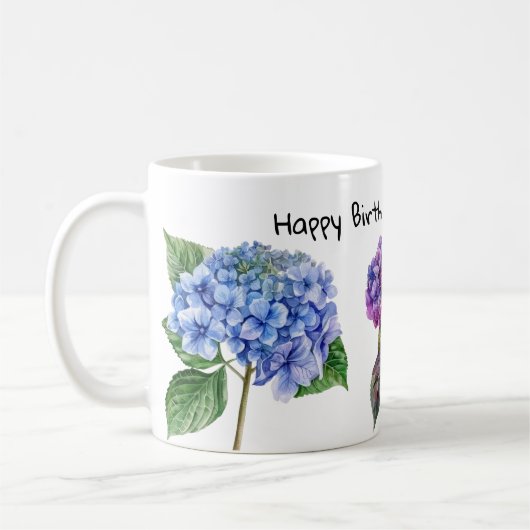 Wasserfarbene Hydrangea-Blume Kaffeetassen (Links)