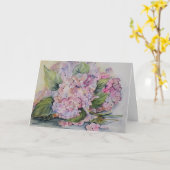 Wasserfarbene Hydrangeas in Rosa- und Lilatönen Karte (Gelbe Blume)