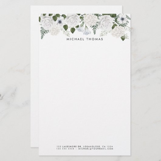 Wasserfarbene Hydrangeas & Peongeas Personalisiert Briefpapier (Vorne/Hinten)