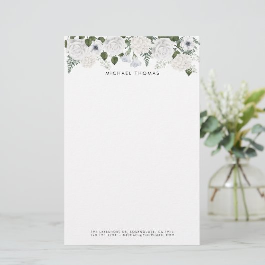 Wasserfarbene Hydrangeas & Peongeas Personalisiert Briefpapier (Stehend Vorderseite)