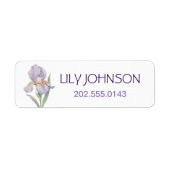Wasserfarbene Iris-Blumen-Kindernamen-Etiketten (Vorne)