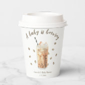 Wasserfarbene Kaffeepause Babydusche Pappbecher (Rückseite)