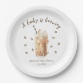 Wasserfarbene Kaffeepause Babydusche Pappteller (Vorderseite)