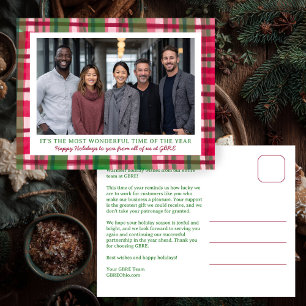 Wasserfarbene Karo-Weihnachts-Foto-Firma Feiertagspostkarte