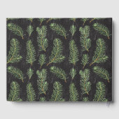 Wasserfarbene Kiefernäste auf schwarzem Hintergrun Gästebuch (Rückseite)