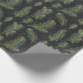 Wasserfarbene Kiefernäste auf schwarzem Hintergrun Geschenkpapier (Ecke)