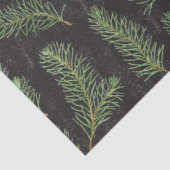 Wasserfarbene Kiefernäste auf schwarzem Hintergrun Seidenpapier (Ausschnitt)