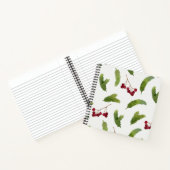 Wasserfarbene Kiefernzweige und rote Berries Muste Notizblock (Innenseite)