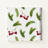 Wasserfarbene Kiefernzweige und rote Berries Muste Notizblock (Rückseite)