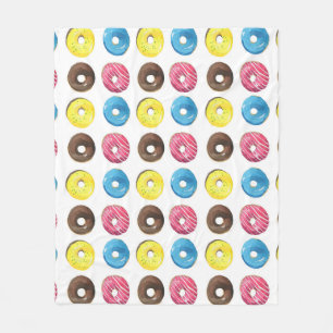 Wasserfarbene kleine Donuts, nahtloses Muster. Fleecedecke