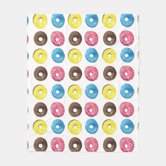 Wasserfarbene kleine Donuts, nahtloses Muster. Fleecedecke (Vorderseite)
