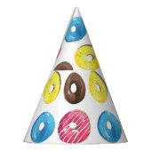 Wasserfarbene kleine Donuts, nahtloses Muster. Partyhütchen (Links)