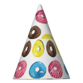 Wasserfarbene kleine Donuts, nahtloses Muster. Partyhütchen (Rechts)
