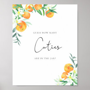 Wasserfarbene kleine Orangen, raten Sie, wie viele Poster