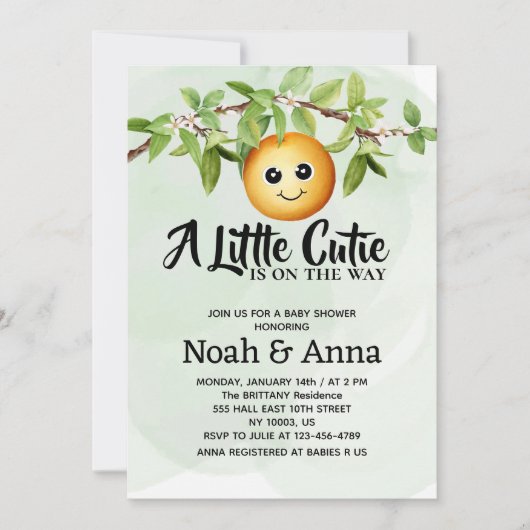 Wasserfarbene kleine Süsse ist auf dem Weg Babydus Einladung (Vorderseite)