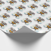 Wasserfarbene Koala-Bären Skifahren auf Schnee Geschenkpapier (Ecke)