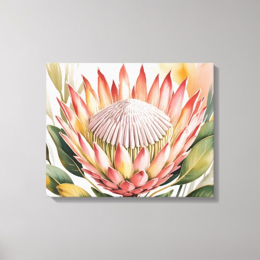 Wasserfarbene König-Protea Leinwanddruck (Vorderseite)