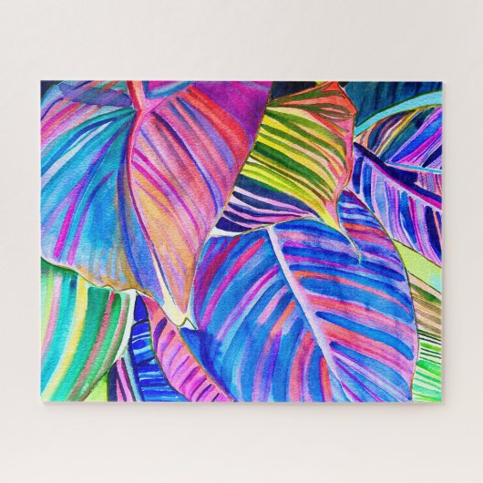 Wasserfarbene Kunst, Dichtung und Musik Tropisches Puzzle (Horizontal)