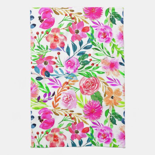 WASSERFARBENE KUNSTGESTALTUNG, FARBHAFTE BLUME GESCHIRRTUCH (Vertikal)