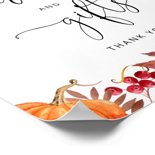 Wasserfarbene Kürbiskarten und Geschenke Poster (Ecke)