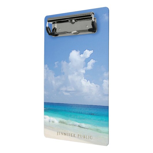 Wasserfarbene Küstenwaves Moderne elegante Vorlage Mini Klemmbrett (Gewinkelt2)