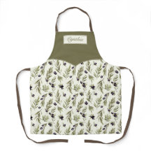 Wasserfarbene Land-Oliven-Muster-Monogramm-Name
