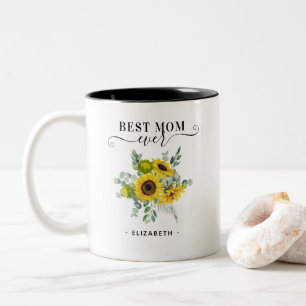 Wasserfarbene Land Sonnenblumen Beste Mama je Tass Zweifarbige Tasse