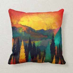 Wasserfarbene Landschaft Bergmalereien  Kissen